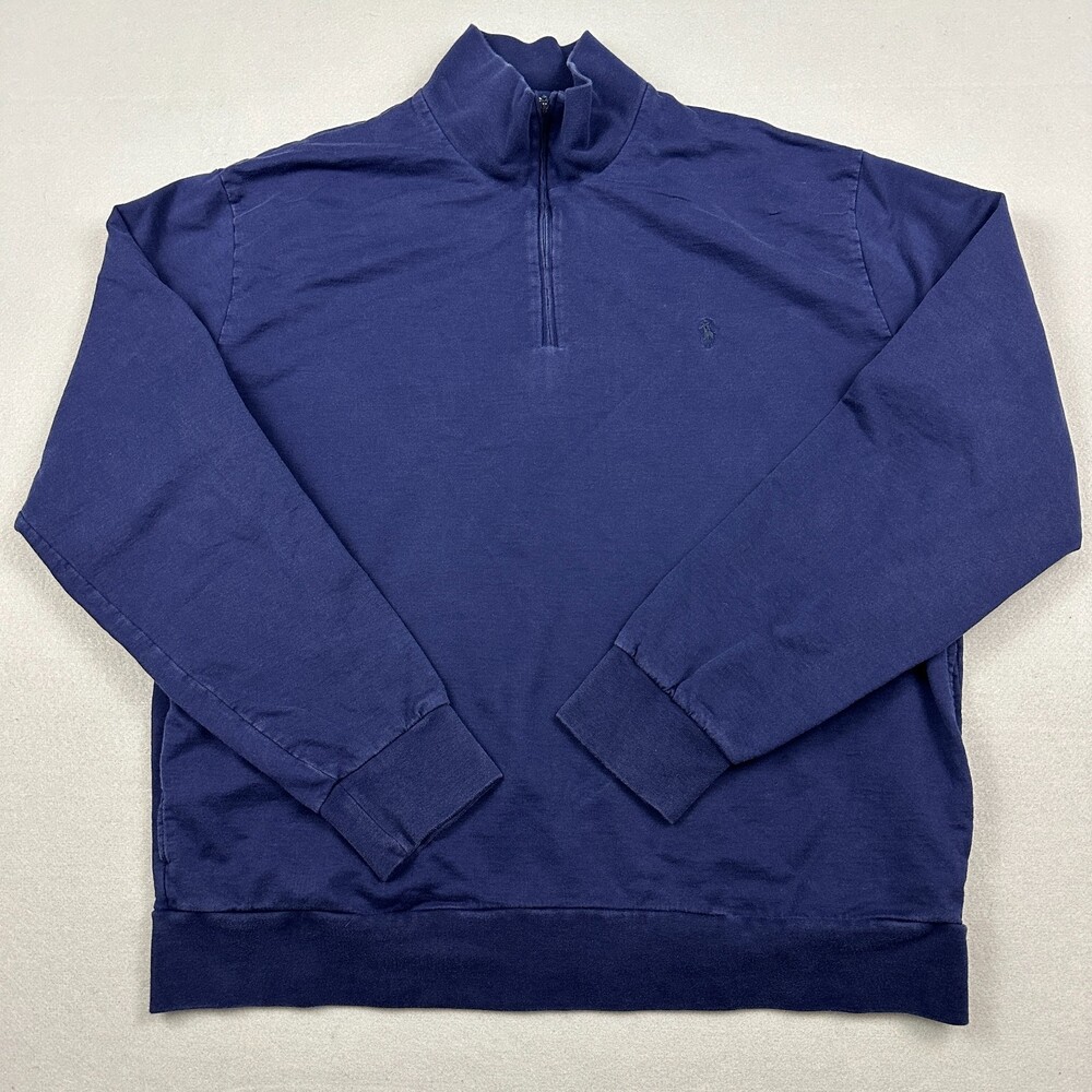 Polo Golf Ralph Lauren Sweater Men Large Blue 1/4 Zip Pullover Knit Pony L